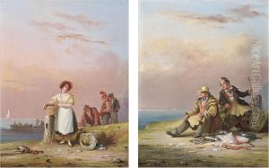 Sorting The Catch; And Fishermen Seated On The Shore