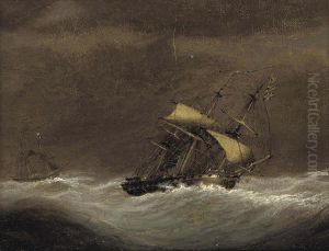 A Royal Navy Frigate Reefed-down In Heavy Seas by Condy, Nicholas Matthews