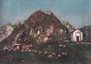 Paesaggio Con Chiesetta by Giuseppe Conedera
