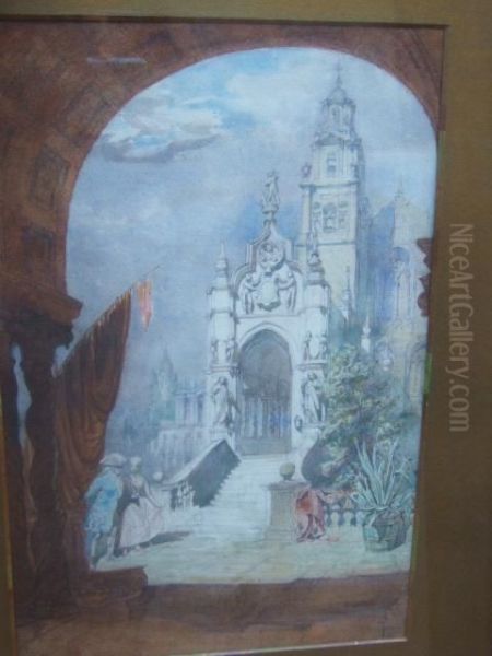 Figures Before A Church - view 1