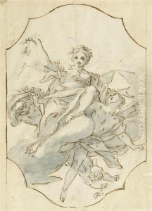 Sibyl And Putti Floating On Clouds
