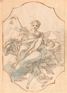 Sibyls And Putti Floating On Clouds.
