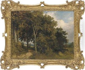 A Track Through A Wooded Landscape by Lionel Constable