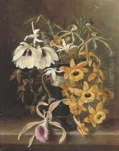 Irises In An Ornamental Vase by Louis Aristide Leon Constans