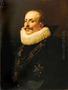 Portrait En Buste Et En Costume De Camerier Du Pape Du Comtebrunetta D'urresseau, Ce Personnage Est Titulaire De L'ordre Demalte Et De L'ordre De St Gregoire Le Grand. by Benjamin Jean Joseph Constant