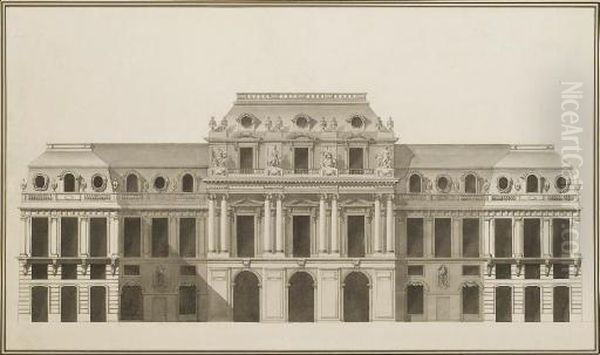 Projet Pour La Facade Majeure Du Palais Royal, Du Cote De La Deuxieme Cour - view 1