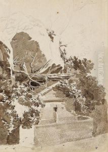 Brunnen In Baumlandschaft by Jean Antoine Constantin D'Aix