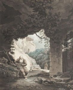 Moine Meditant Dans Une Grotte