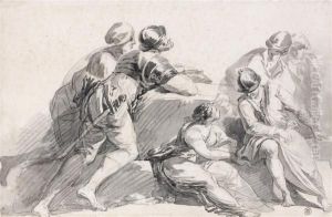 Femme Entouree De Soldats by Jean Antoine Constantin D'Aix