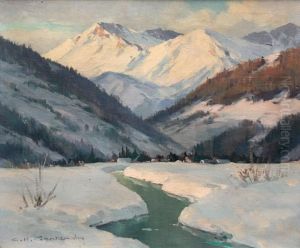 Paysage Des Alpes, Hiver En Engadine by Charles Henry Contencin