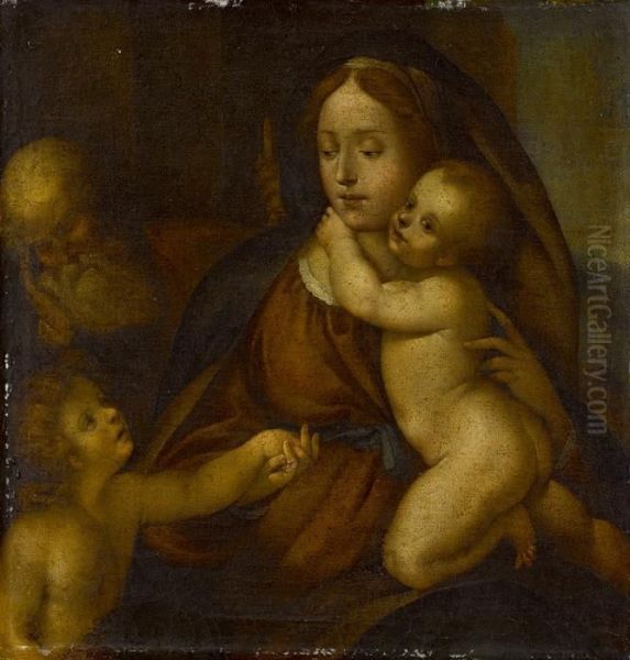 Madonna Mit Kind Und Johannesknaben, Hl. Josef Schlafend Im Hintergrund - view 1