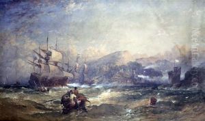 The Armada Off The English Coast by Samuel Cook Of Plymouth