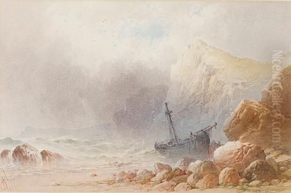 Coastal Inlet With Beached Fishing Boat, Isle Of Wight - view 1