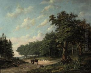 Figures Conversing On A Forest Path by William Bernard Cooke