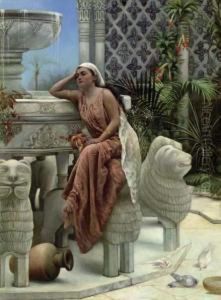 A Restful Moment By The Lion Fountain At The Alhambra, Spain