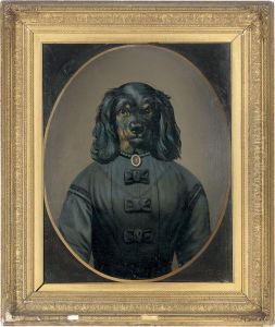 An Anthropomorphic King Charles Spaniel, In A Black Dress by Cassius Marcellus Coolidge