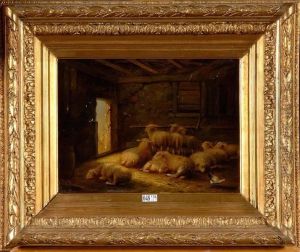 Moutons A La Bergerie by Auguste Coomans