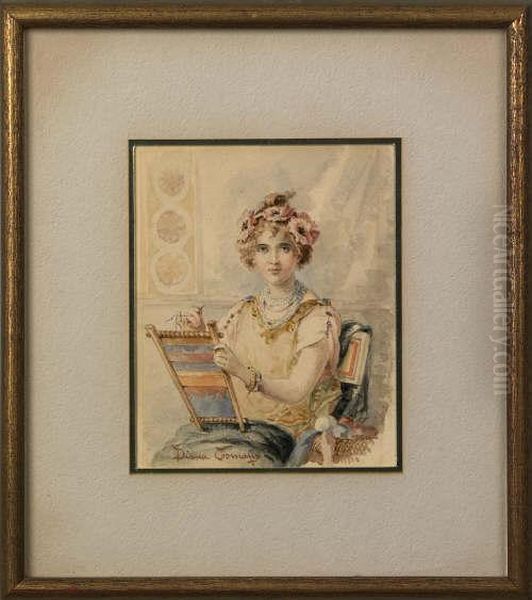 Portrait Of A Woman Sewing - view 1