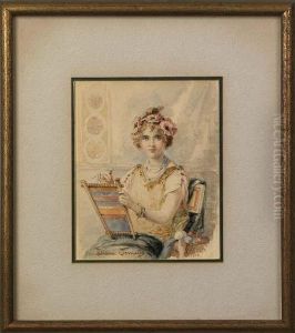 Portrait Of A Woman Sewing by Diana Coomans