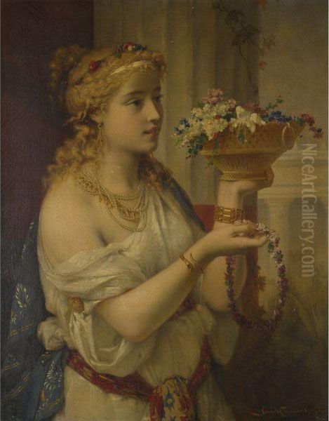 Young Girl With Flowers - view 1