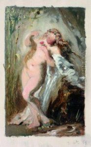 Etude De Femme Nue, Une Draperie Sur Le Bras Gauche by Pierre Oliver Joseph Coomans