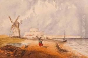 Coast Scene With Windmills by Hubert Coop