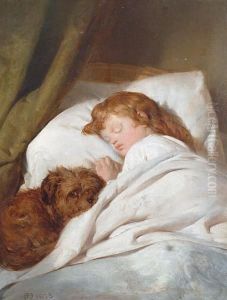 Child Asleep With Terrier Dog by Alexander Davis Cooper