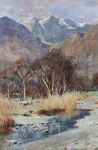 A Quiet Stream, Mountains Beyond by Alfred Heaton Cooper