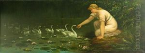 Feeding The Swans by Astley David Middleton Cooper