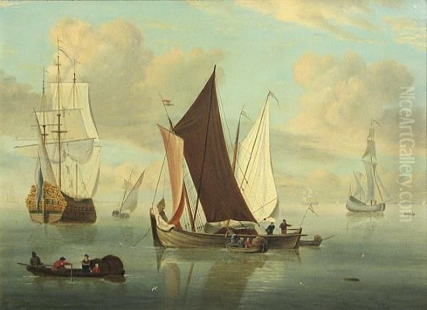 Shipping Off The Dutch Coast; Also A Companion Marine Painting (a Pair) - view 1