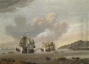 Naval Battle At Leghorn by Pieter Jansz. Coopse