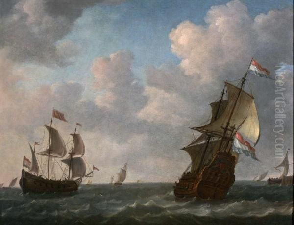 Tweemaster Onder Nederlandse Vlag Voor Een Havenhoofd - view 1
