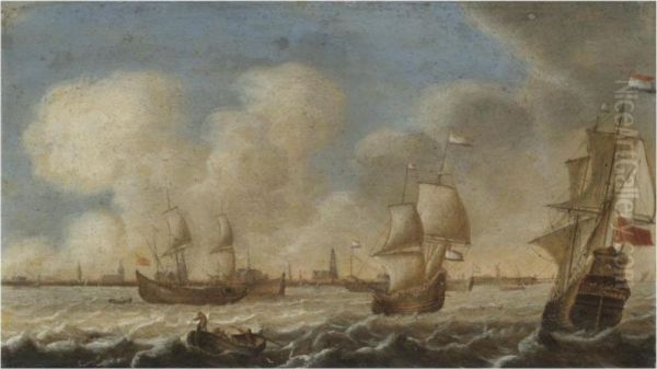 Dutch Shipping Off The Coast Of Amsterdam - view 1