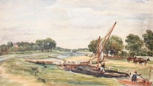 River With Lock by Charles West Cope