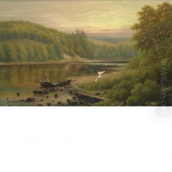 Boater On A Lake In A Landscape - view 1