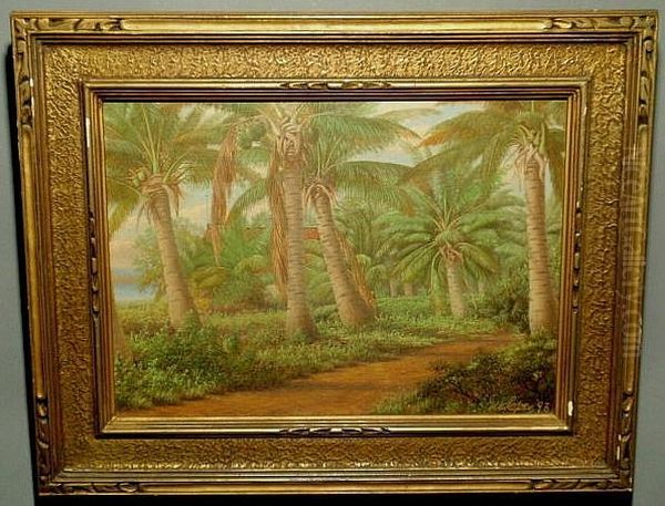 Florida Landscape Painting With Palm Trees - view 1