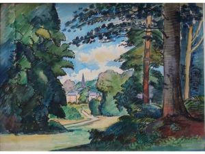 Village A Travers Les Arbres by Albert Copieux