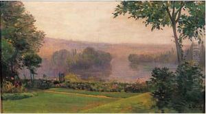 jardin En Bord De Seine by Eugene Jean Copman