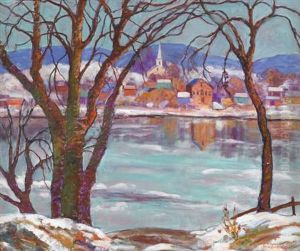 Lambertville Across The Delaware, Winter by Fern Isabel Coppedge