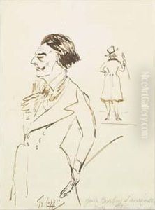 Dessin Original A La Plume, Signe En Bas Au Centre ; 20 X 15,5 Cm. (encadre). by Francois Coppee