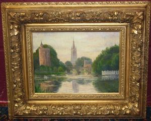 Aube Au Lac L'amour, 
Bruges, 
In Ornate Gilt Frame
