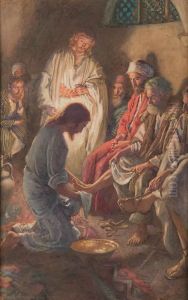 Christ Washing The Feet Of The Disciples by Harold Copping