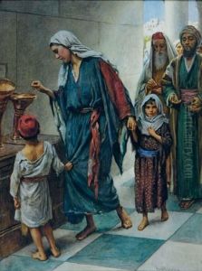 A Young Woman Giving Alms To The Church