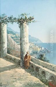 Paesaggio Della Costiera Amalfitana Con Frate by Antonio Coppola