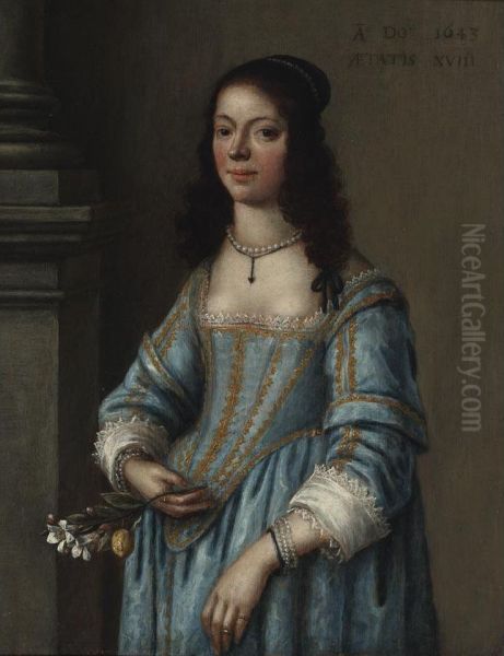 Young Lady In Blue Dress - view 1