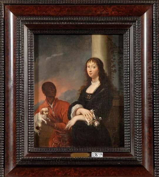 Portrait D'une Dame De Qualite Accompagnee De Son Jeune Serviteur Africain - view 1