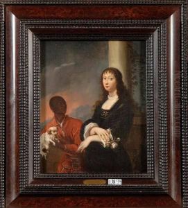 Portrait D'une Dame De Qualite Accompagnee De Son Jeune Serviteur Africain
