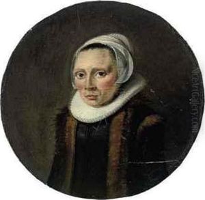 Portrait Of A Lady, Half-length, In A Black Dress And Fur-trimmedcoat With A Ruff And Lace Cap; And Portrait Of A Gentleman,half-length, In A Black Coat And Cap