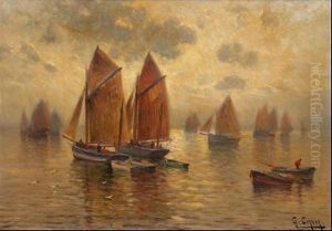Barcos En El Mar by Gaston Corbier
