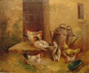 Huhner Am Hof by Gaston Corbier